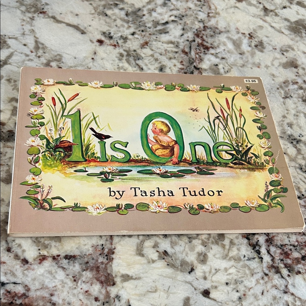 "1 is One" vintage book - Cream and Green by Tasha Tudor